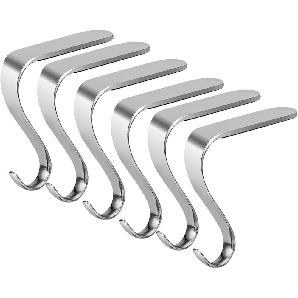 Christmas Stocking Holders for Mantle Set of 6, Metal Fireplace Stocking Hangers